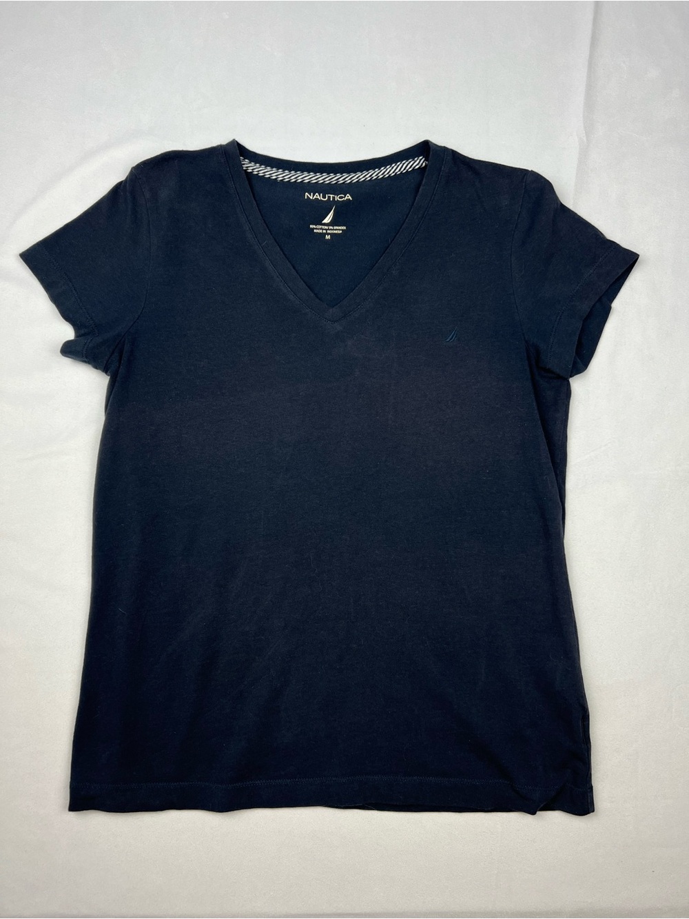Nautica Women's V-Neck Tee - Navy Blue - Size Medium